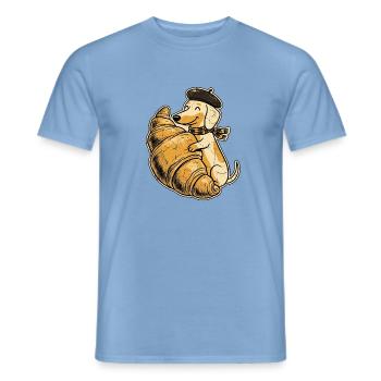 Croissant Hund - Männer T-Shirt - Carolina Blue - Vorne - AI Model Male 178 light (178cm)