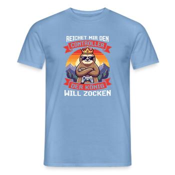 Reichet Mir Den Controller Pixel Faultier - Männer T-Shirt - Carolina Blue - Vorne - AI Model Male 178 light (178cm)