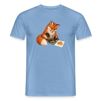 Fuchs druckt botanische Blätter - Männer T-Shirt - Carolina Blue - Vorne - AI Model Male 178 light (178cm)