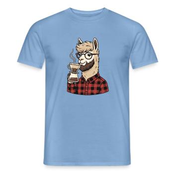 Kaffee Alpaka - Männer T-Shirt - Carolina Blue - Vorne - AI Model Male 178 light (178cm)