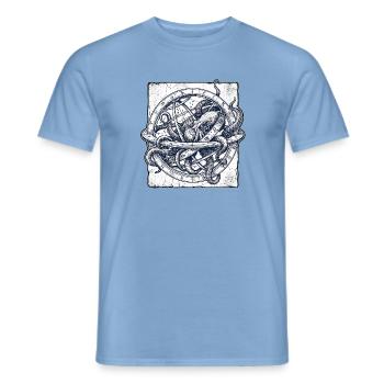 Nautischer Kraken Globus - Männer T-Shirt - Carolina Blue - Vorne - AI Model Male 178 light (178cm)