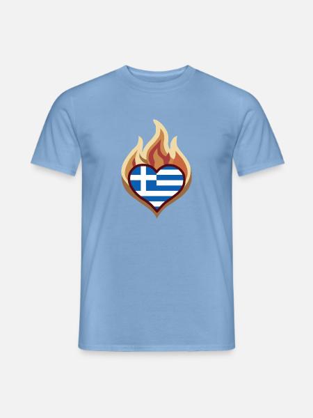 Herzflagge Griechenland Feuer - Männer T-Shirt - Carolina Blue