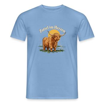 Hochlandrind Fan Zottel im Herzen - Männer T-Shirt - Carolina Blue - Vorne - AI Model Male 178 light (178cm)