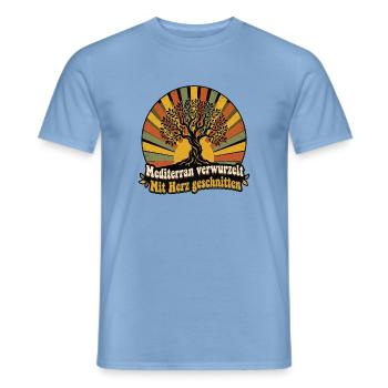 Mediterran Olivenbaum - Männer T-Shirt - Carolina Blue - Vorne - AI Model Male 178 light (178cm)