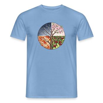 4 Jahreszeiten Baum - Männer T-Shirt - Carolina Blue - Vorne - AI Model Male 178 light (178cm)