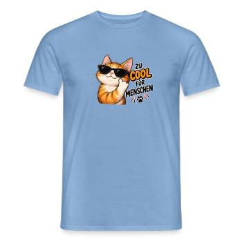 Zu cool für Menschen – Lustige Katze - Männer T-Shirt - Carolina Blue - Vorne - AI Model Male 178 light (178cm)