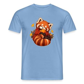 Sleepy Red Panda Kürbis - Männer T-Shirt - Carolina Blue - Vorne - AI Model Male 178 light (178cm)