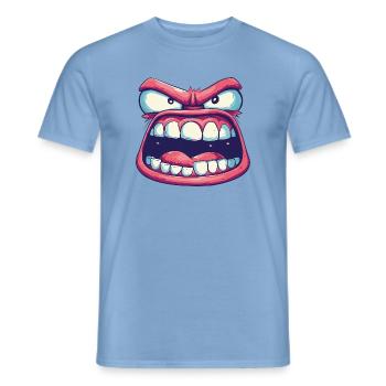 Rosa Gesicht mit seltsamem Blick und wütendem offenem Mund - Männer T-Shirt - Carolina Blue - Vorne - AI Model Male 178 light (178cm)