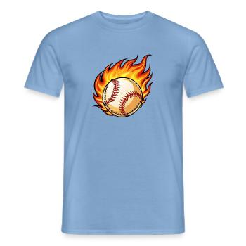 Flaming BaseBall - Männer T-Shirt - Carolina Blue - Vorne - AI Model Male 178 light (178cm)