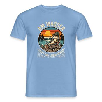 Fisch beim Angeln - Männer T-Shirt - Carolina Blue - Vorne - AI Model Male 178 light (178cm)