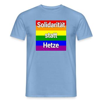 SOLIDARITÄT STATT HETZE REGENBOGEN ZUSAMMENHALT - Männer T-Shirt - Carolina Blue - Vorne - AI Model Male 178 light (178cm)