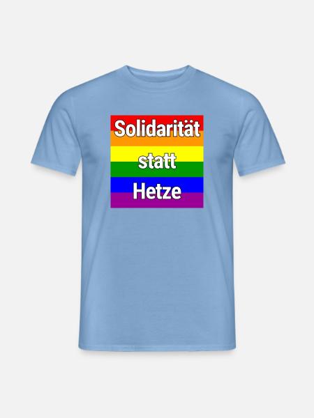 SOLIDARITÄT STATT HETZE REGENBOGEN ZUSAMMENHALT - Männer T-Shirt - Carolina Blue