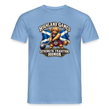 Highland Games Krafttradition Ehrung - Männer T-Shirt - Carolina Blue - Vorne - AI Model Male 178 light (178cm)