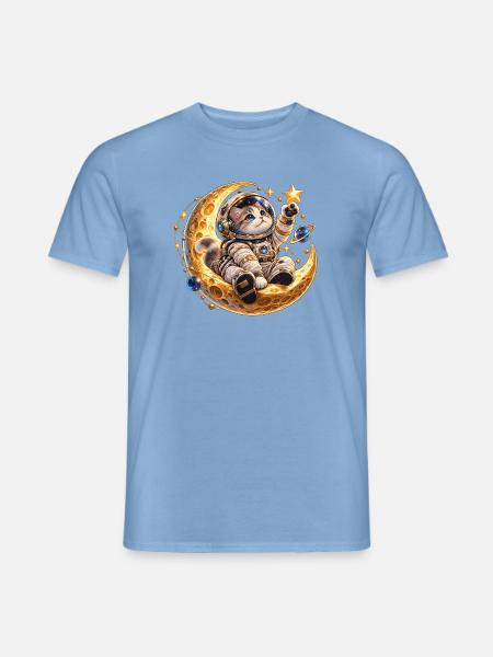 Kosmische Katzen-Astronautin auf dem Mond - Männer T-Shirt - Carolina Blue