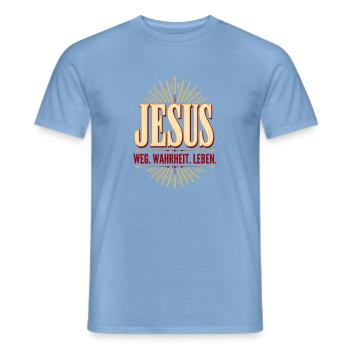 Jesus Weg Wahrheit Leben Grafik - Männer T-Shirt - Carolina Blue - Vorne - AI Model Male 178 light (178cm)