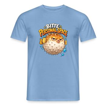 Pufferfisch Bitte Personalspace - Männer T-Shirt - Carolina Blue - Vorne - AI Model Male 178 light (178cm)