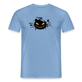 citrouille d'halloween noir avec des yeux brillants - T-shirt homme - carolina blue - Devant - AI Model Male 178 light (178cm)