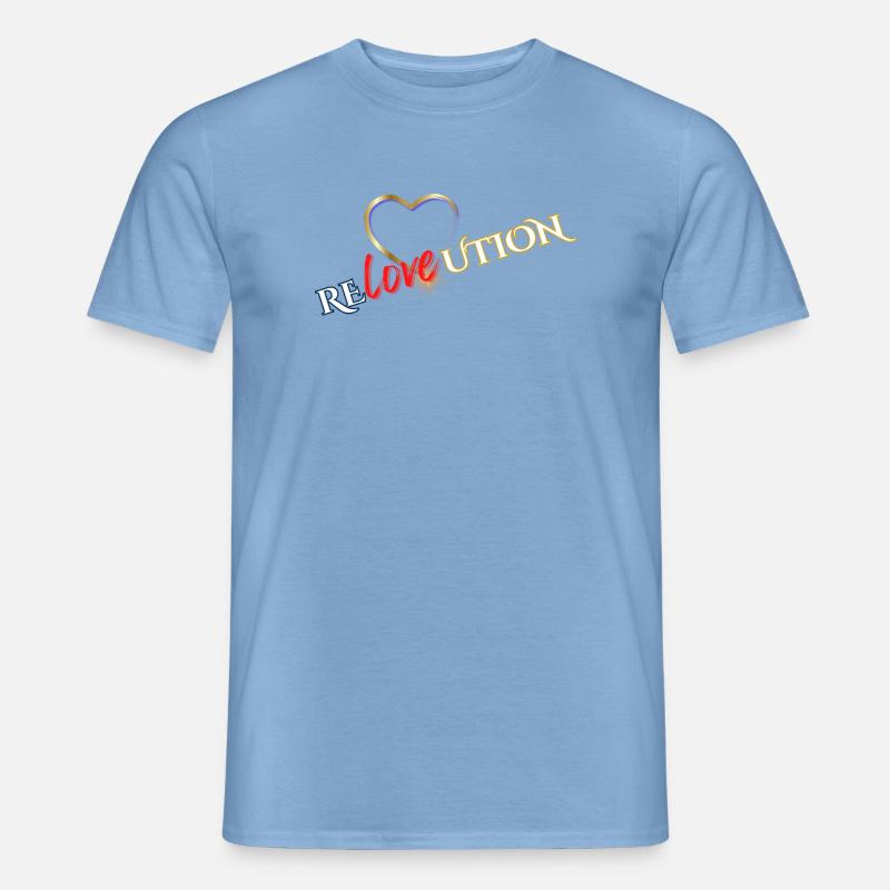 Liebevolution Herzrose Typo - Männer T-Shirt - Carolina Blue