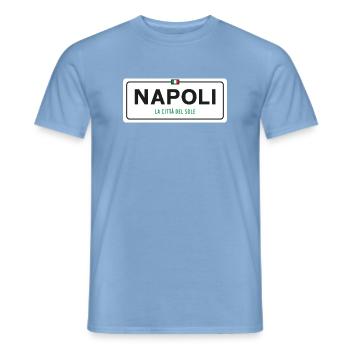 Ortsschild Napoli - Männer T-Shirt - Carolina Blue - Vorne - AI Model Male 178 light (178cm)