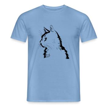 Cat, Cat Motif - Men's T-Shirt - carolina blue - Front - AI Model Male 178 light (178cm)