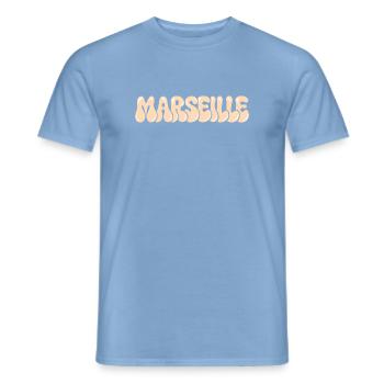 Marseille Mittelmeer-Typo-Blase - Männer T-Shirt - Carolina Blue - Vorne - AI Model Male 178 light (178cm)