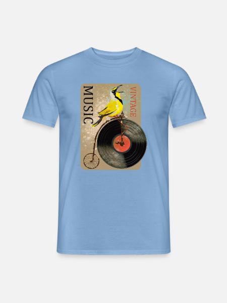 Vintage Musik Vogel Design - Männer T-Shirt - Carolina Blue