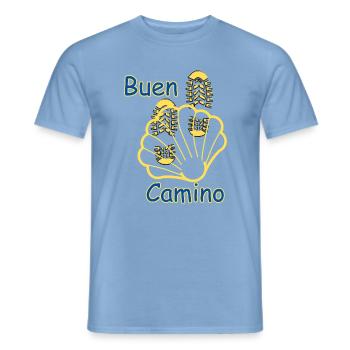 Lebensweg , buen Camino  - Männer T-Shirt - Carolina Blue - Vorne - AI Model Male 178 light (178cm)