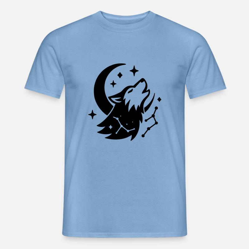 Mondwolf mit Sternbild - Männer T-Shirt - Carolina Blue