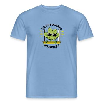 Solar Powered Introvert – Plant Joke - Men's T-Shirt - carolina blue - Front - AI Model Male 178 light (178cm)