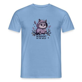 Introvertiert im Freien – Tier im Hoodie - Männer T-Shirt - Carolina Blue - Vorne - AI Model Male 178 light (178cm)