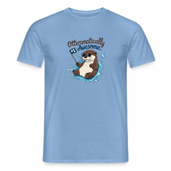 Cute Otter for Kids – Funny Birthday Design - Men's T-Shirt - carolina blue - Front - AI Model Male 178 light (178cm)