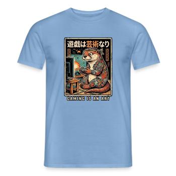Gaming Otter Shibuya Harajuku - Männer T-Shirt - Carolina Blue - Vorne - AI Model Male 178 light (178cm)