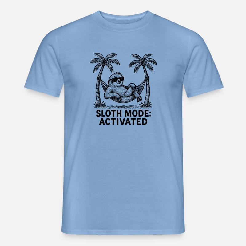 Faultier Sloth Mode: Activated Chillen Arbeit - Männer T-Shirt - Carolina Blue