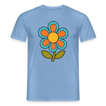 70s flower pattern retro flowerpower - Men's T-Shirt - carolina blue - Front - AI Model Male 178 light (178cm)