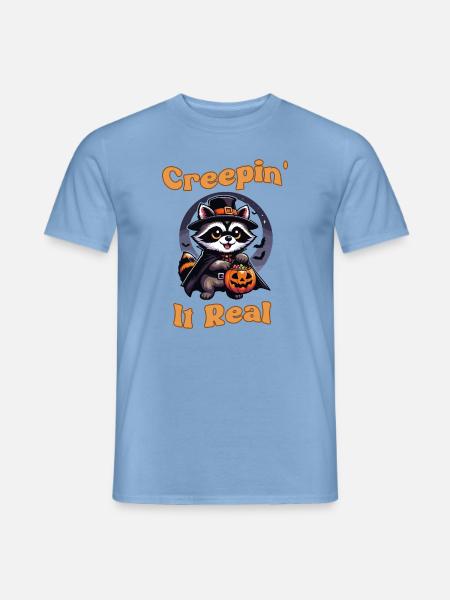 Halloween 2024 süßer Waschbär Kürbis cute lustig - Männer T-Shirt - Carolina Blue