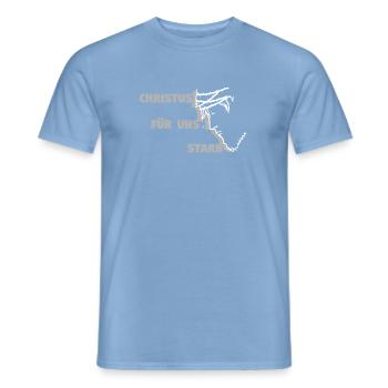 Christ est mort pour nous - Allemand - T-shirt homme - carolina blue - Devant - AI Model Male 178 light (178cm)