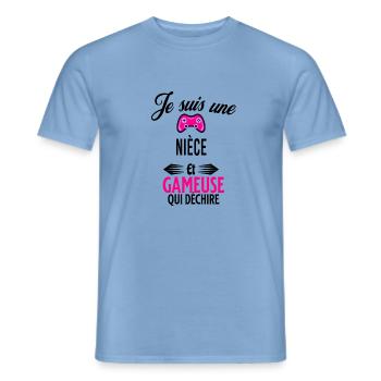 je suis gameuse qui déchire et nièce - T-shirt homme - carolina blue - Devant - AI Model Male 178 light (178cm)