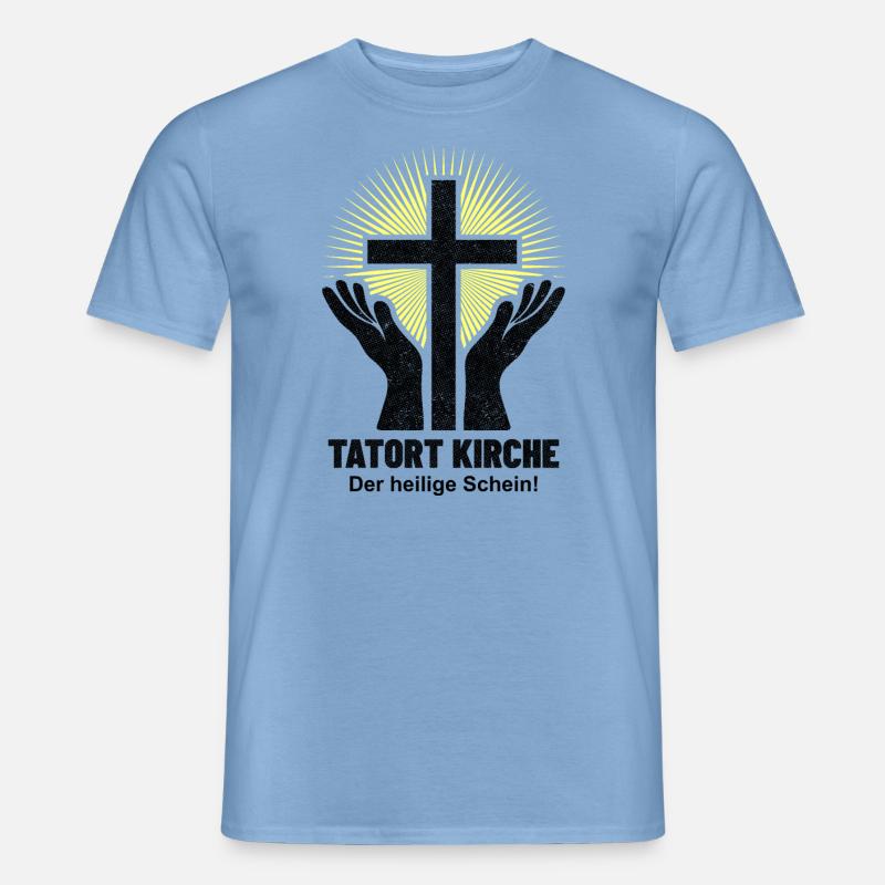 KIRCHE, DER HEILIGE SCHEIN! - Männer T-Shirt - Carolina Blue