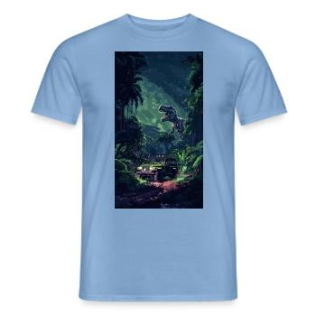 Jungle & Dinosaur - Men's T-Shirt - carolina blue - Front - AI Model Male 178 light (178cm)