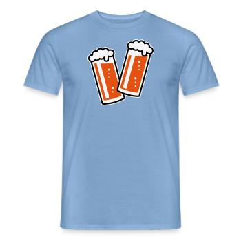 2 Altbiergläser Stoßen An (Bier / Altbier / 3C) - Männer T-Shirt - Carolina Blue - Vorne - AI Model Male 178 light (178cm)