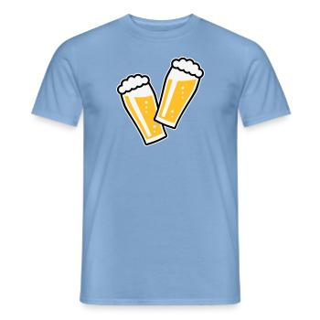2 Biergläser Stoßen An (Bier / Willibecher / 3C) - Männer T-Shirt - Carolina Blue - Vorne - AI Model Male 178 light (178cm)