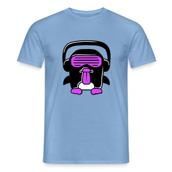 Party DJ Pinguin Kopfhörer Sonnenbrille Frech Cool - Männer T-Shirt - Carolina Blue - Vorne - AI Model Male 178 light (178cm)