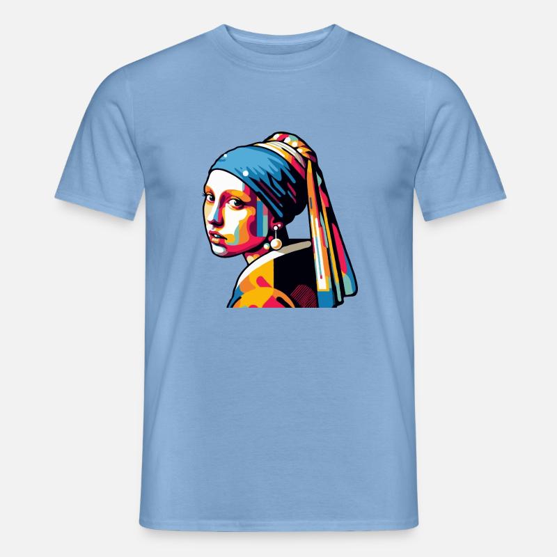 Mädchen mit Perlenohrring modern - Männer T-Shirt - Carolina Blue