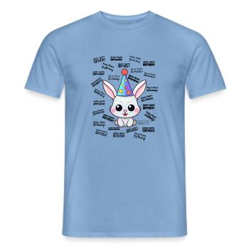 Happy Happy Birthday Cute Bunny Birthday Kids - Men's T-Shirt - carolina blue - Front - AI Model Male 178 light (178cm)