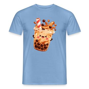Kawaii Bubble Tea Becher - Männer T-Shirt - Carolina Blue - Vorne - AI Model Male 178 light (178cm)