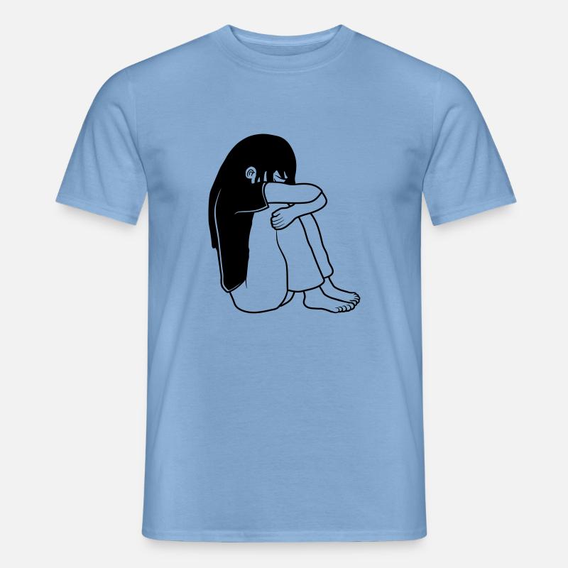 Mädchen Traurig Sitzend - Männer T-Shirt - Carolina Blue