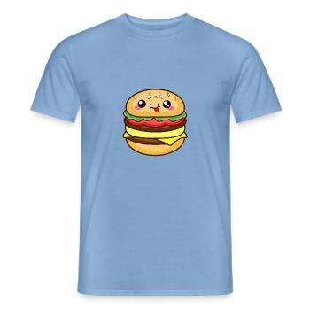 Burgers with smiling face - Men's T-Shirt - carolina blue - Front - AI Model Male 178 light (178cm)