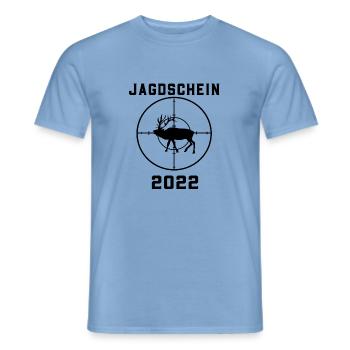 Jagdschein 2022 Jagd grünes Abitur - Männer T-Shirt - Carolina Blue - Vorne - AI Model Male 178 light (178cm)