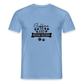Coffee and Belgian Malinois - Men's T-Shirt - carolina blue - Front - AI Model Male 178 light (178cm)