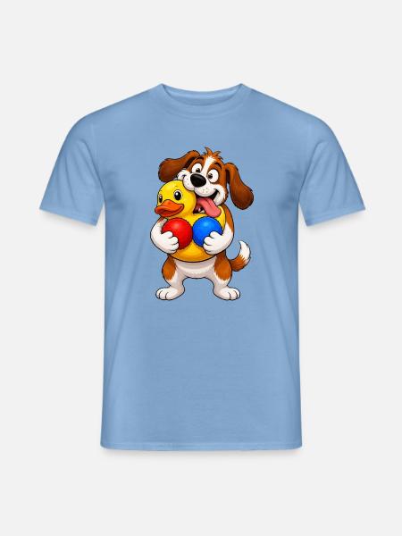 Aufgeregtes Hundequietschen-Spielzeug-Überload - Männer T-Shirt - Carolina Blue